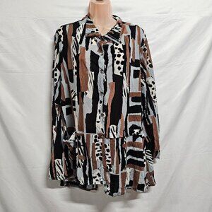 Chalet et ceci Button Up Asymmetric Top Shirt Women Size L